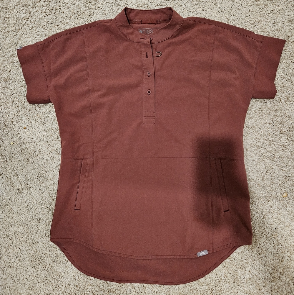 Small Dark cherry Manila oversized scrub top
